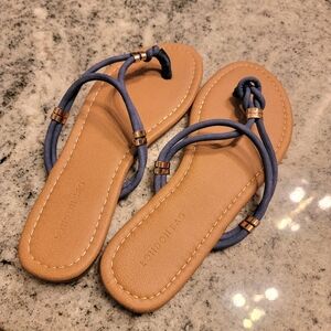 Women's Tan and Blue Sandals